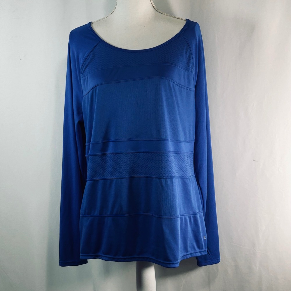 Danskin Now Drimore Womens XXL Blue Fire Long Sleeve Athletic Top DNL36032